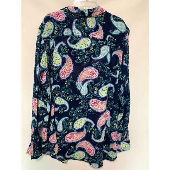 Talbots Women's Paisley Long Sleeve Button Up Shirt Multicolor Size X-L NWOT - Picture 6 of 7